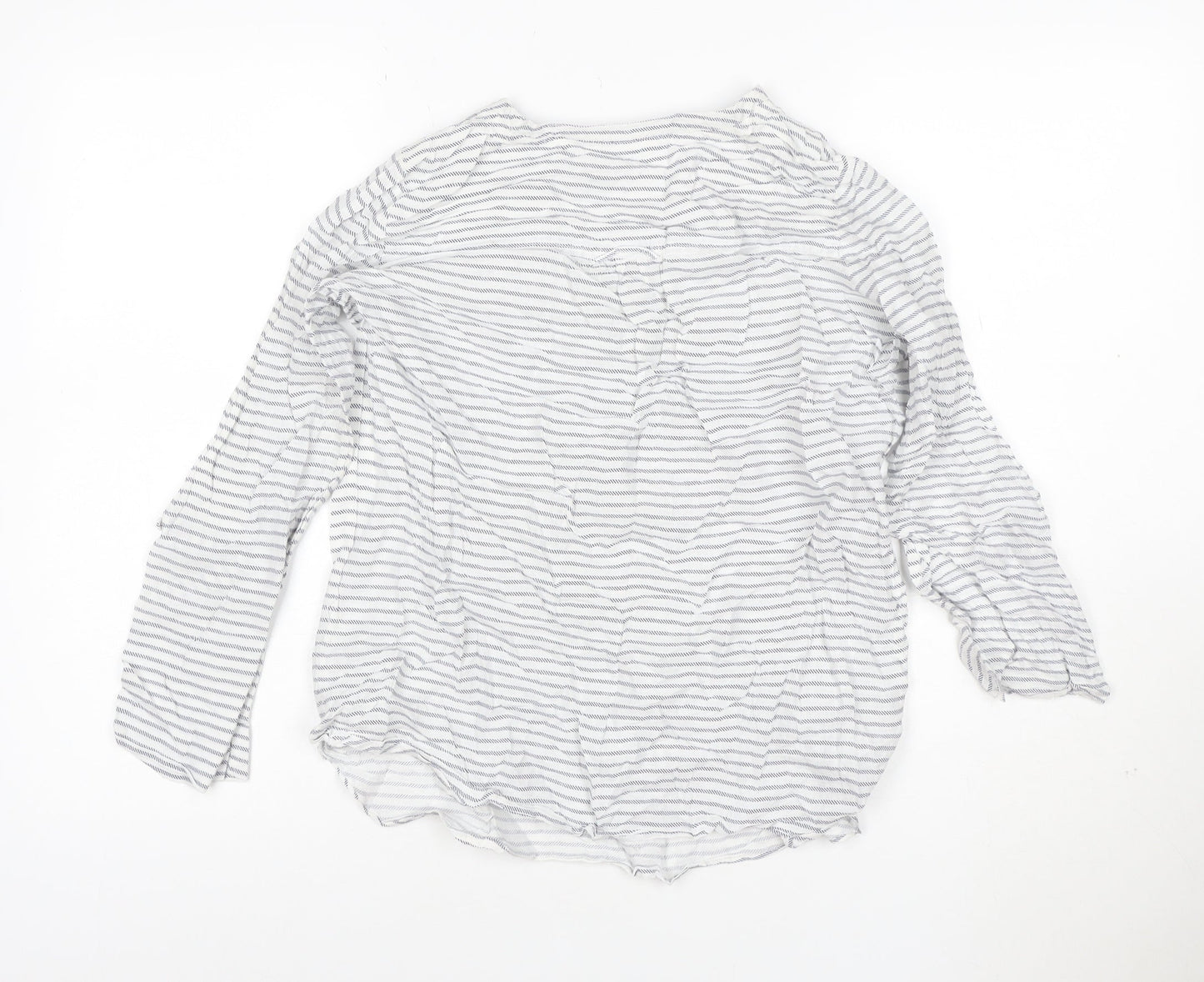 FatFace Women White Striped Henley Cotton Jumper Size 12