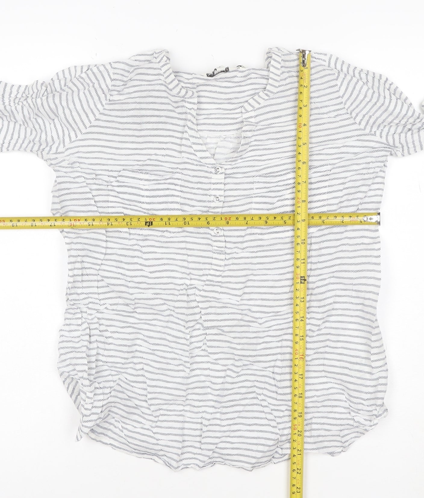 FatFace Women White Striped Henley Cotton Jumper Size 12