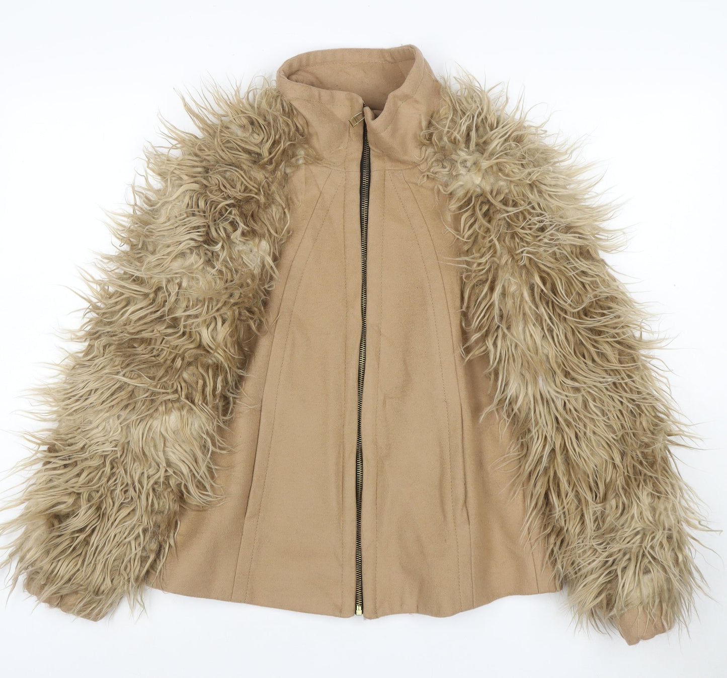 ZARA BASIC Women’s Beige Wool Faux Fur Bomber Jacket XS
