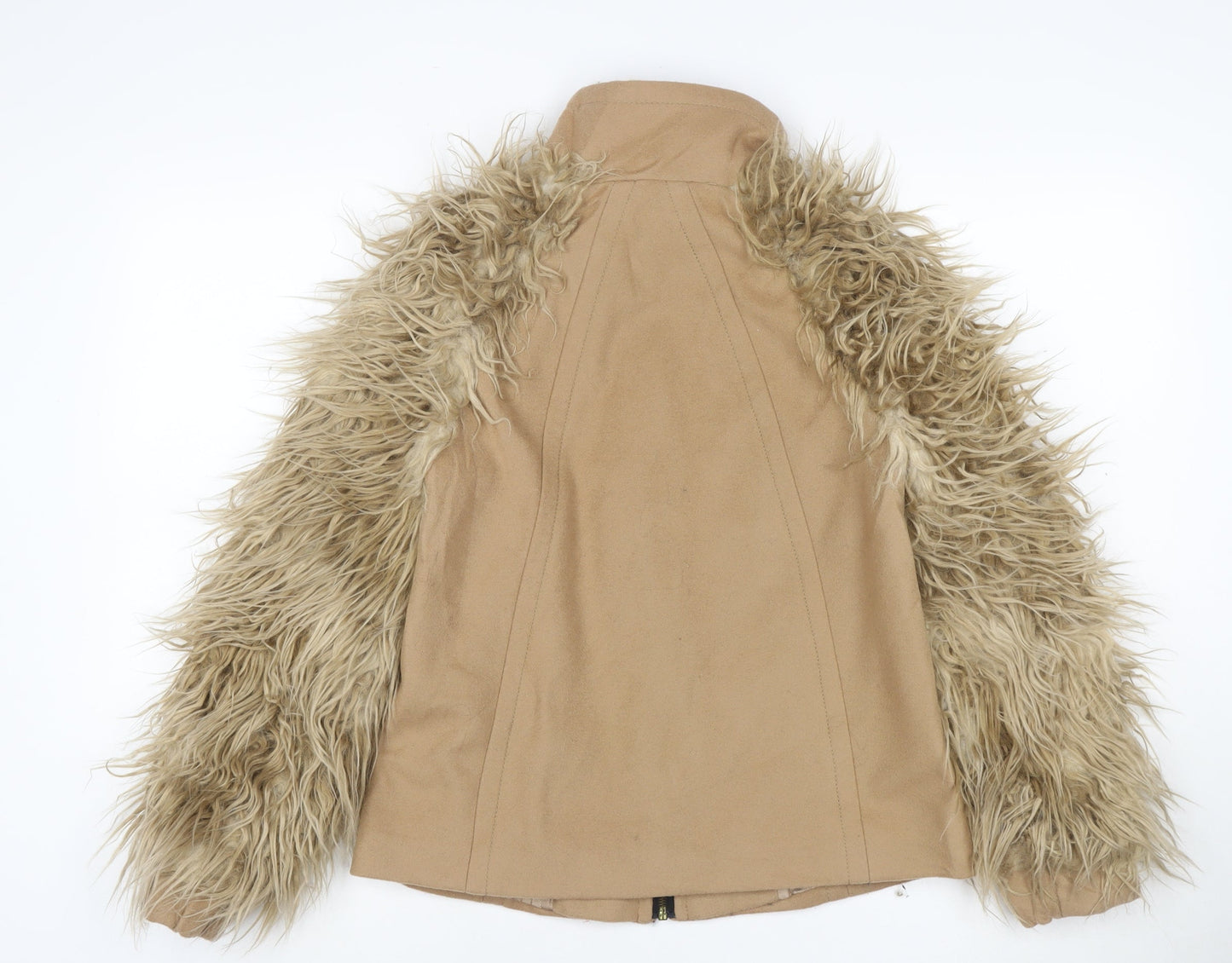 ZARA BASIC Women’s Beige Wool Faux Fur Bomber Jacket XS