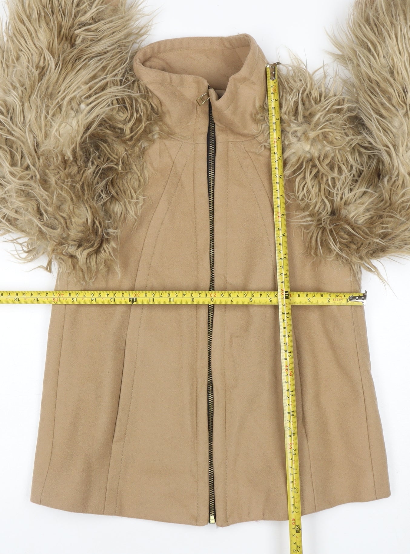 ZARA BASIC Women’s Beige Wool Faux Fur Bomber Jacket XS