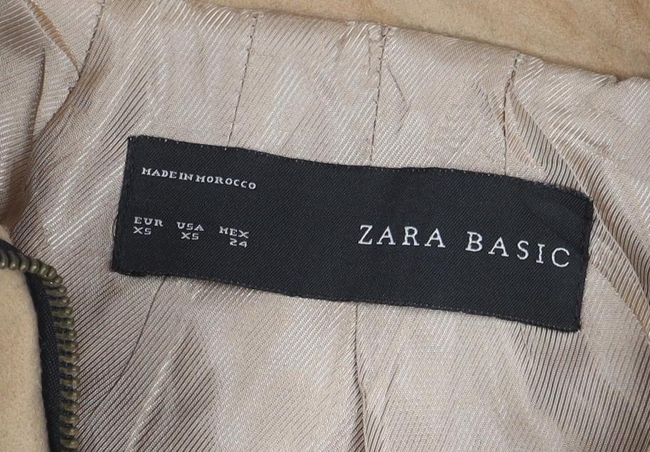 ZARA BASIC Women’s Beige Wool Faux Fur Bomber Jacket XS