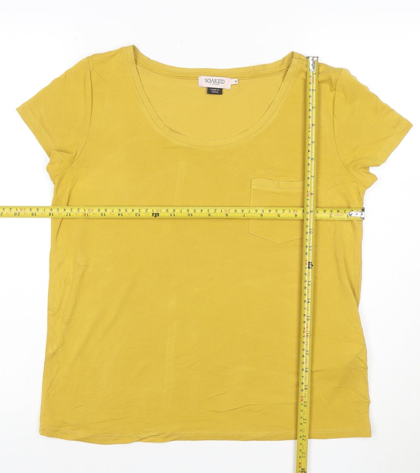 Soaked In Luxury Women's Yellow Short Sleeve Basic Modal T-Shirt M