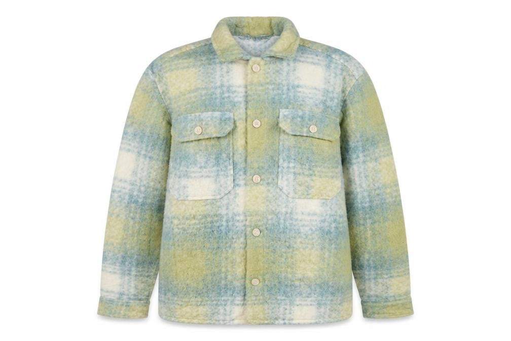 Zara Women Green Check Wool Blend Shacket Jacket M