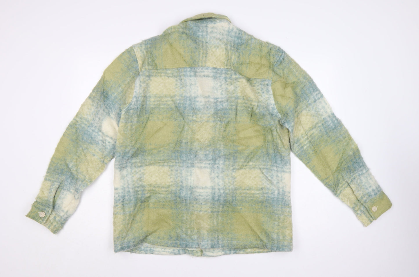 Zara Women Green Check Wool Blend Shacket Jacket M