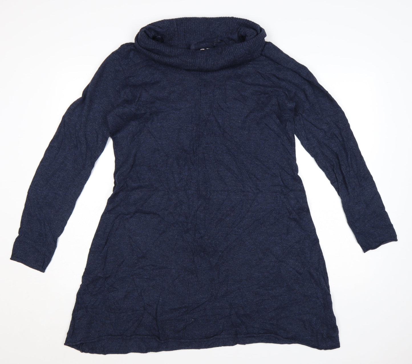 White Stuff Women’s Blue Long Sleeve Jumper Dress Size 16 Knit Cowl Neck