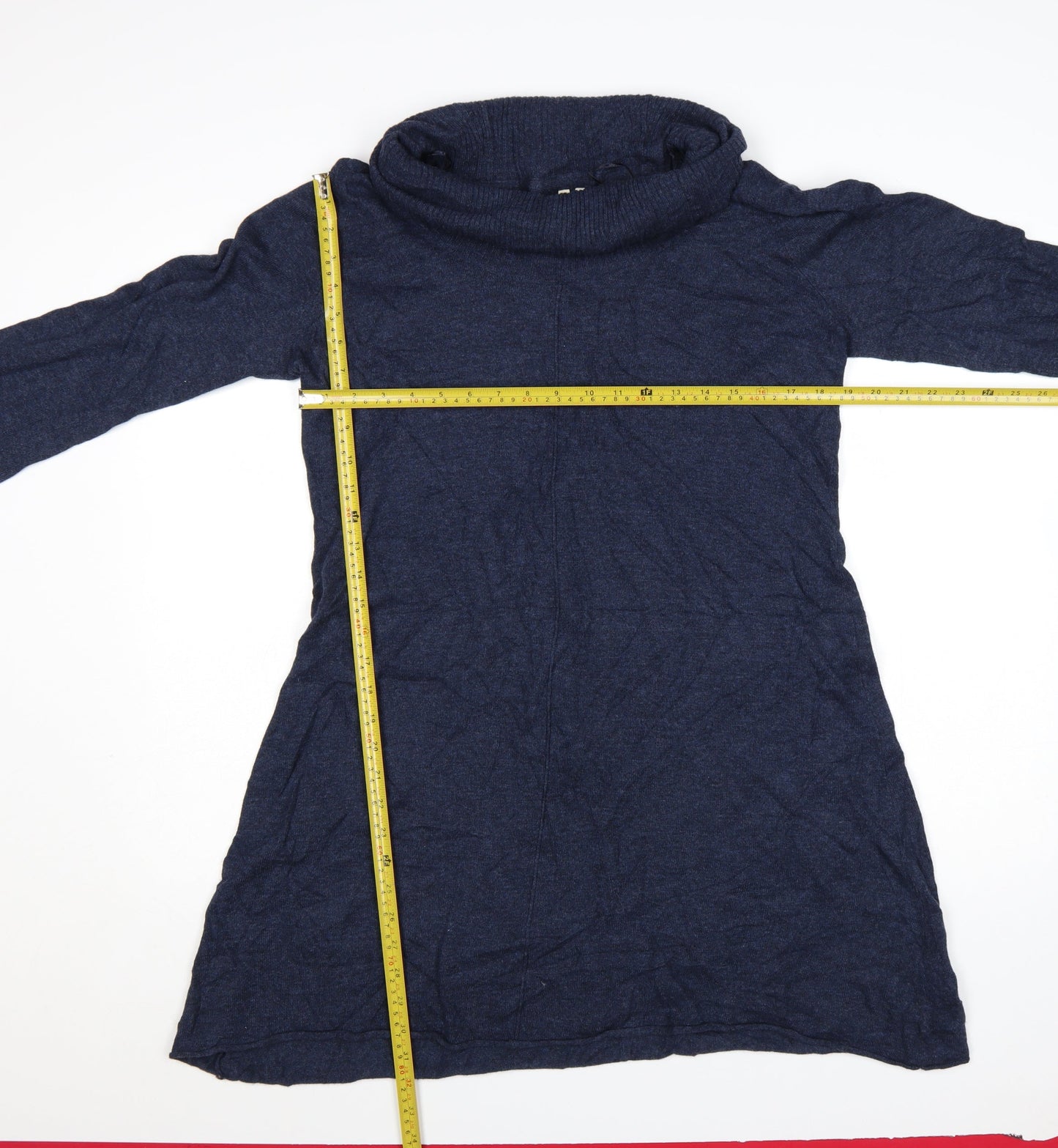 White Stuff Women’s Blue Long Sleeve Jumper Dress Size 16 Knit Cowl Neck