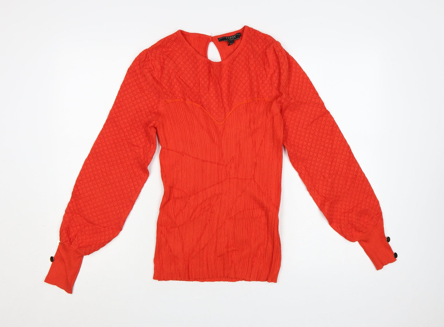 Lipsy Women Red Knit Long Sleeve Pullover Jumper Size 14