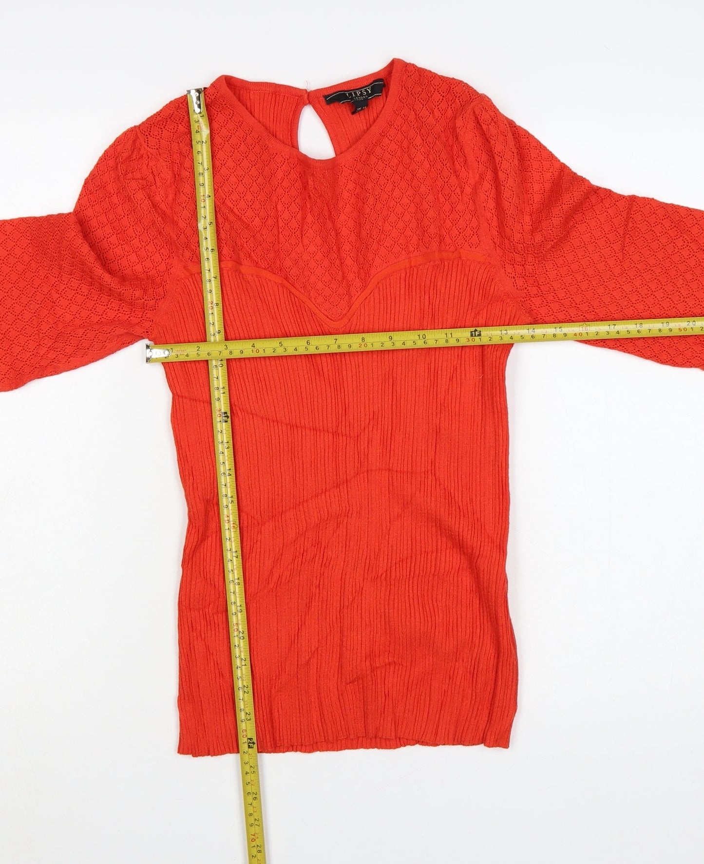 Lipsy Women Red Knit Long Sleeve Pullover Jumper Size 14