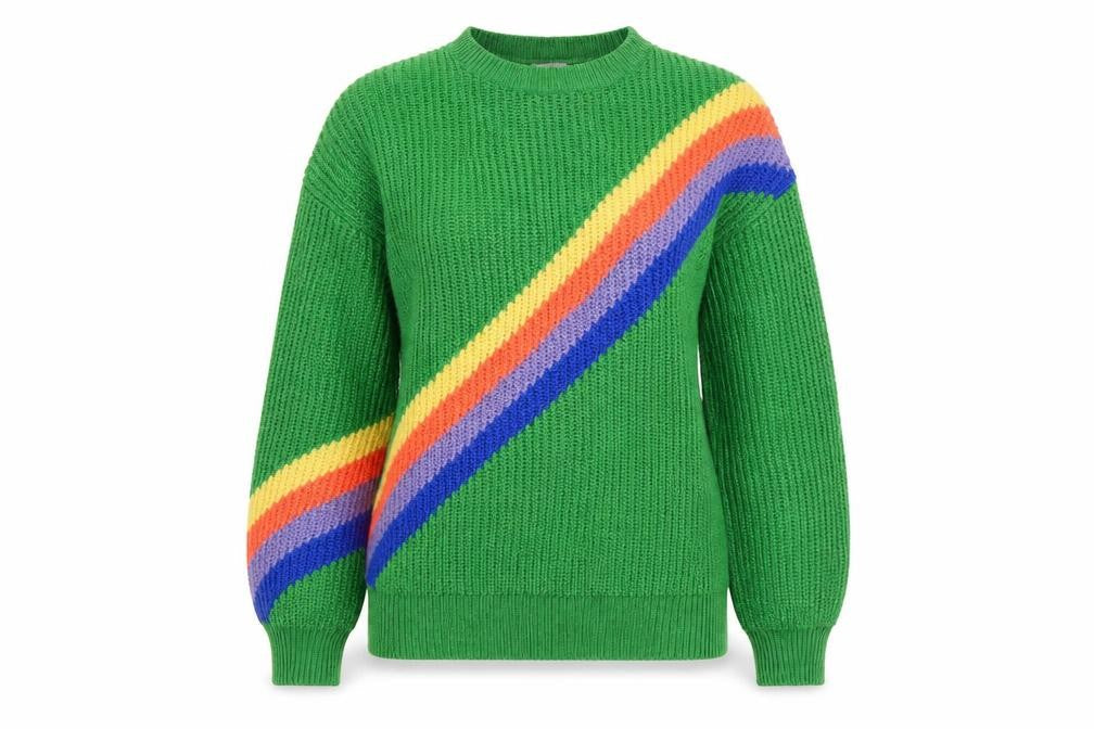 Next Womens Green Rainbow Knit Chunky Pullover Jumper Size M