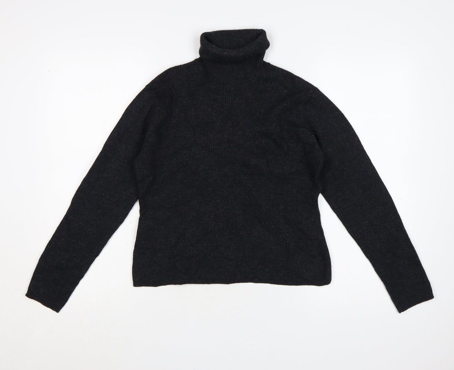Laura Ashley Womens Black Wool Roll Neck Jumper Size L