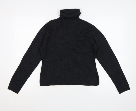 Laura Ashley Womens Black Wool Roll Neck Jumper Size L