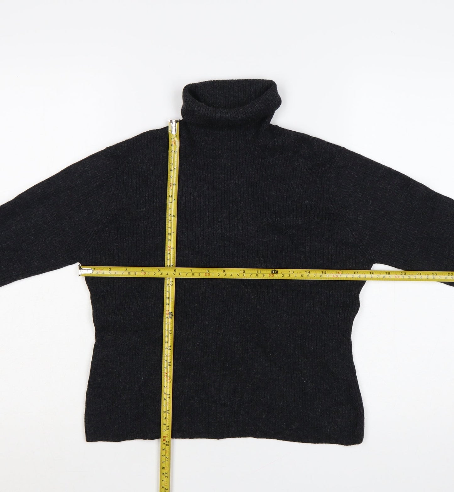 Laura Ashley Womens Black Wool Roll Neck Jumper Size L
