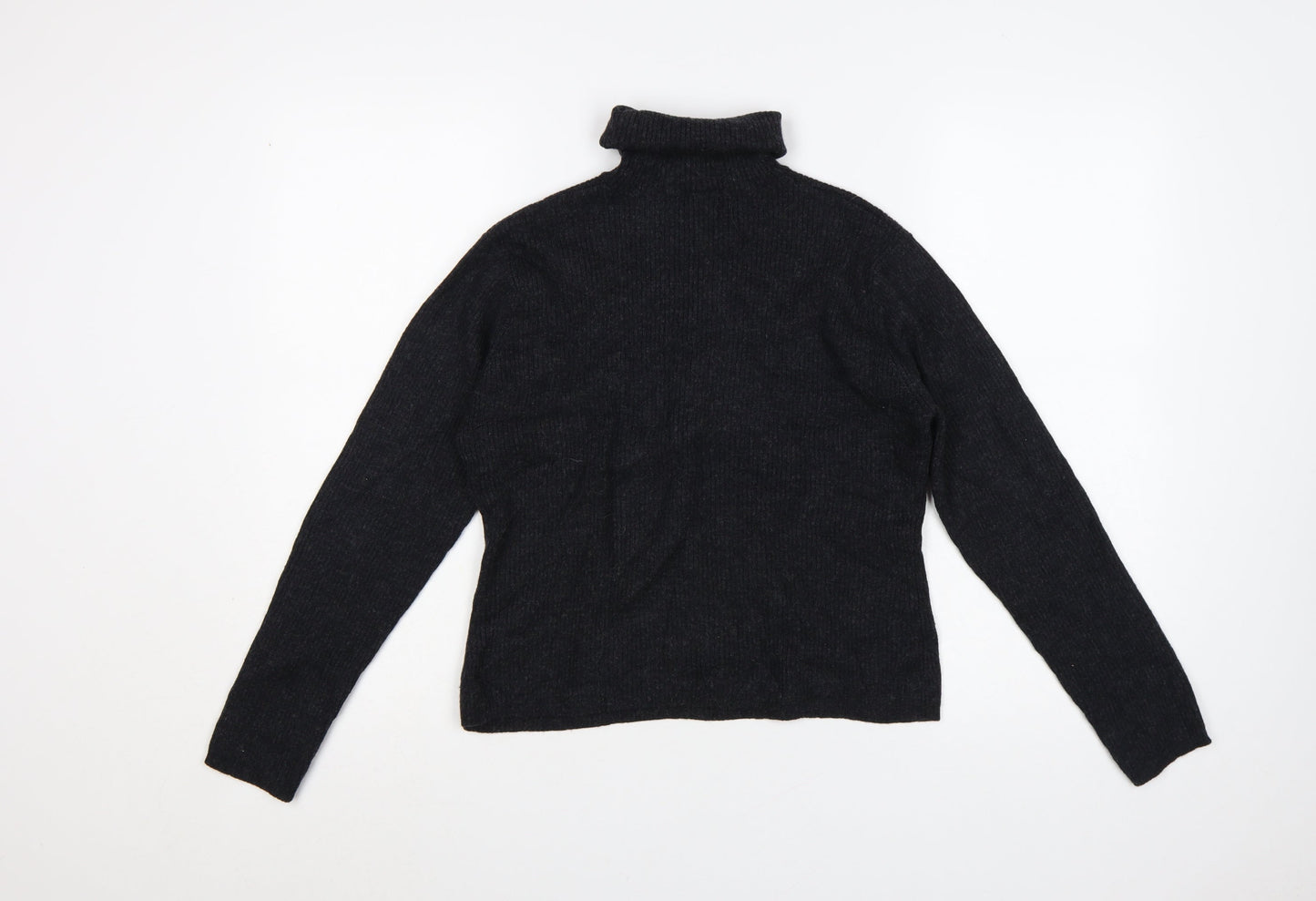 Laura Ashley Womens Black Wool Roll Neck Jumper Size L