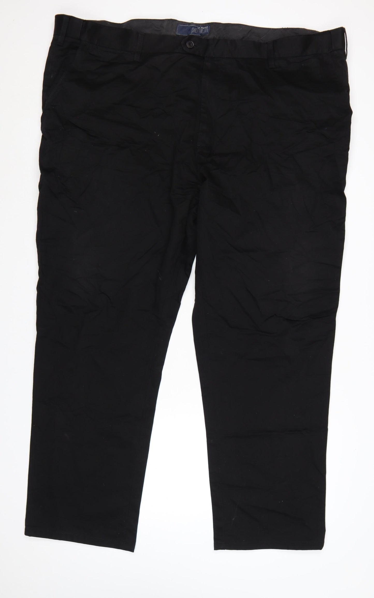 Ed Baxter Men’s Black Cotton Chino Trousers Size 50R Regular Fit