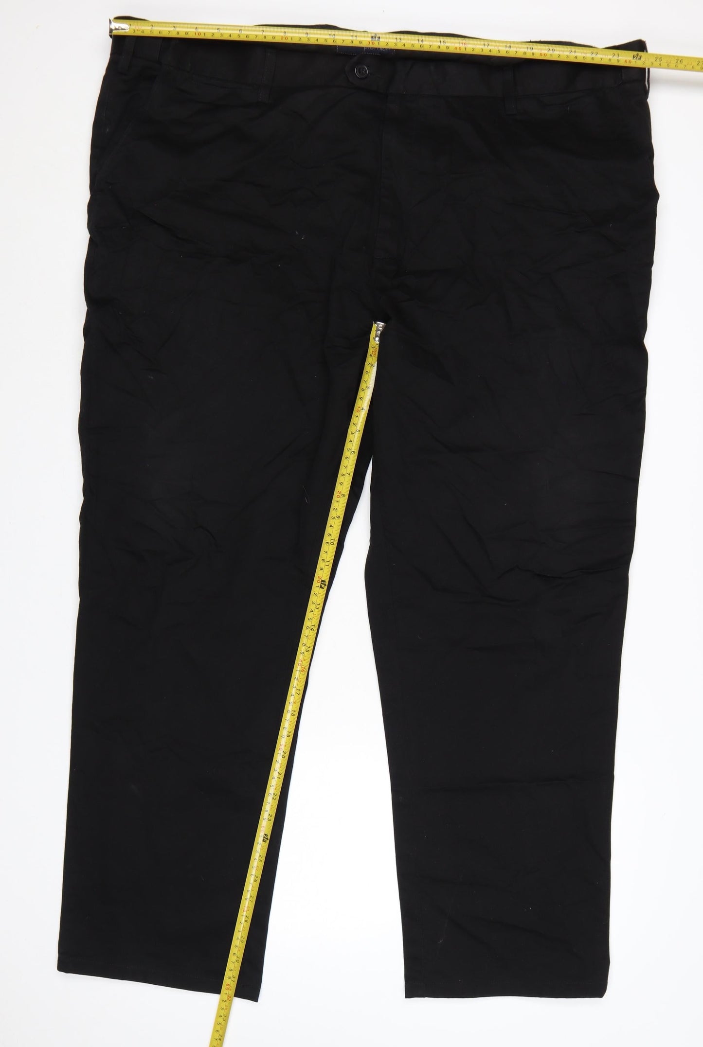 Ed Baxter Men’s Black Cotton Chino Trousers Size 50R Regular Fit