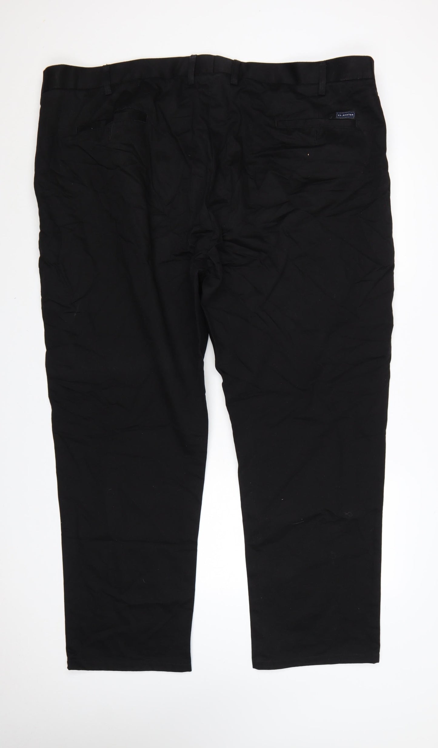 Ed Baxter Men’s Black Cotton Chino Trousers Size 50R Regular Fit