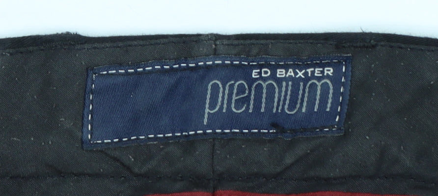 Ed Baxter Men’s Black Cotton Chino Trousers Size 50R Regular Fit