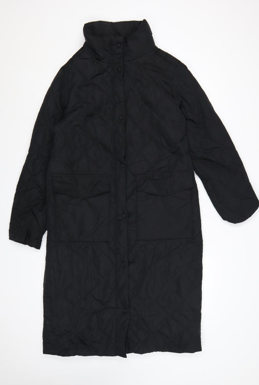 Marks and Spencer Women's Black Quilted Long Coat Size 10
