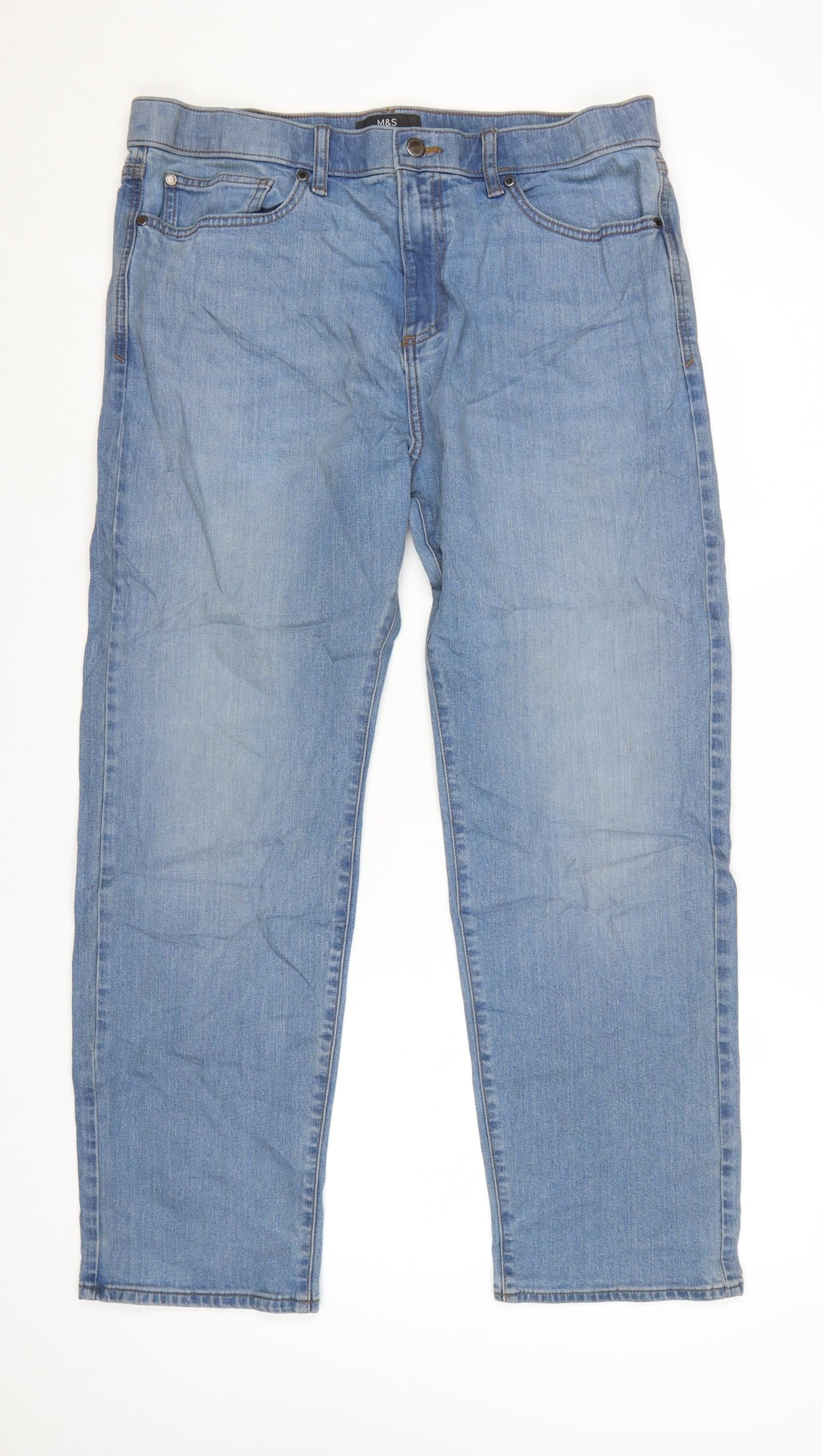 Marks and Spencer Men's Blue Straight Fit Denim Jeans 36W 31L