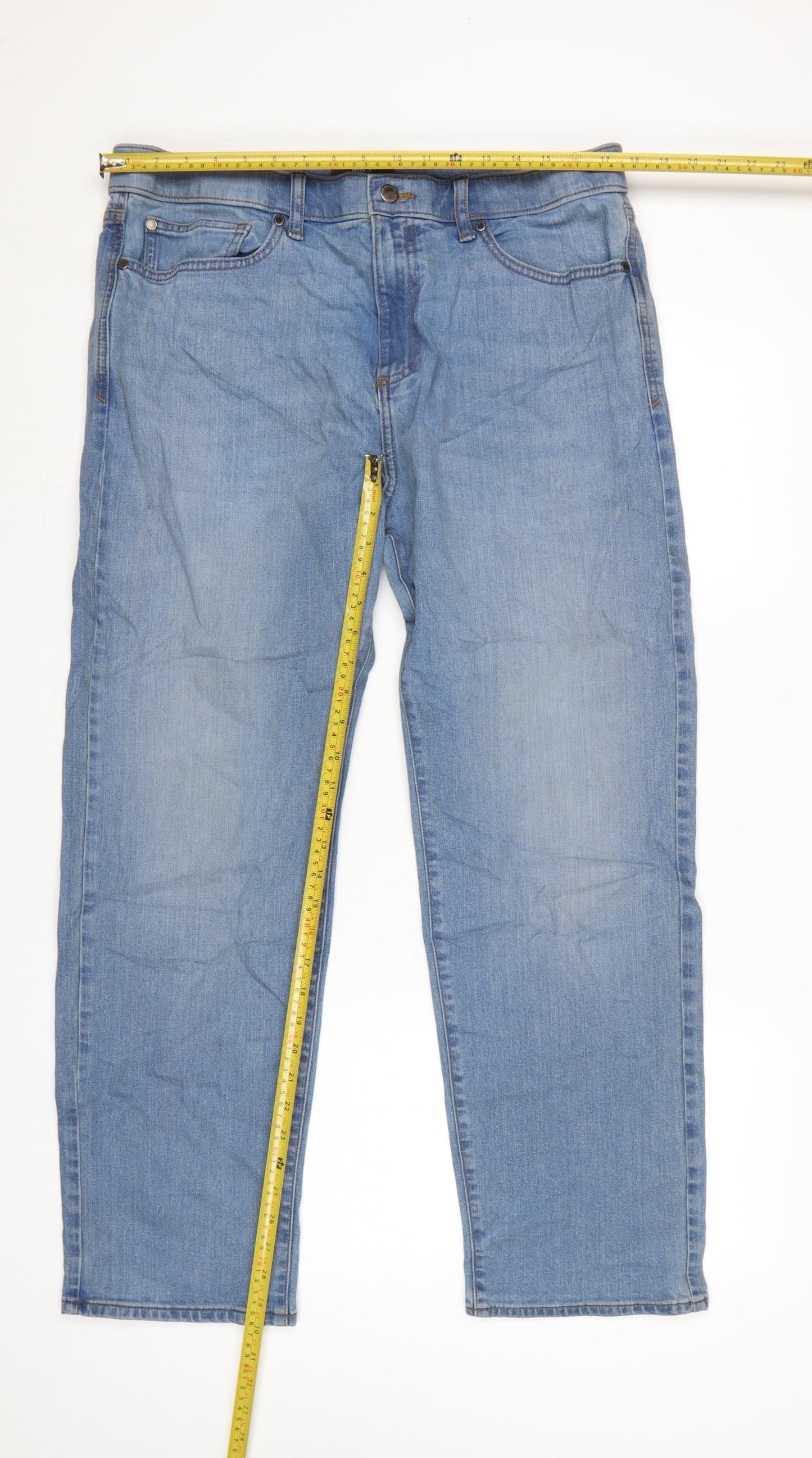 Marks and Spencer Men's Blue Straight Fit Denim Jeans 36W 31L