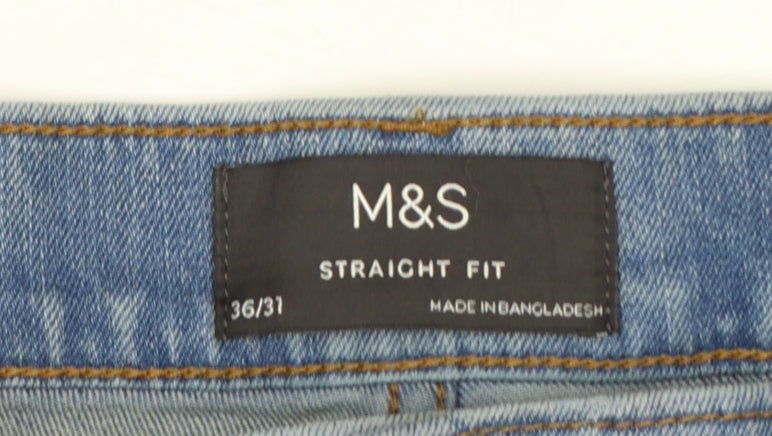 Marks and Spencer Men's Blue Straight Fit Denim Jeans 36W 31L