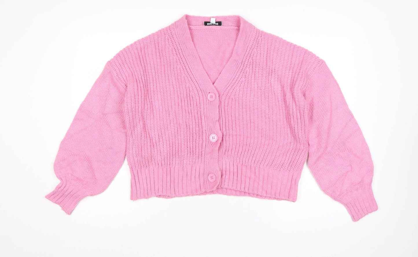 Great Plains Women Pink Long Sleeve Chunky Knit Cardigan Size 10