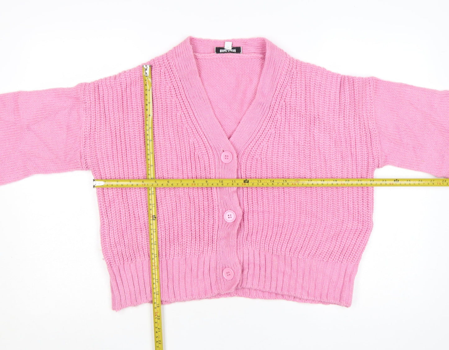 Great Plains Women Pink Long Sleeve Chunky Knit Cardigan Size 10
