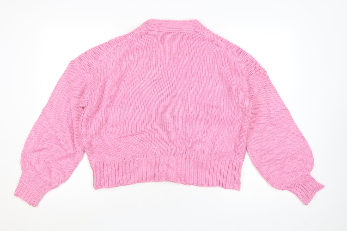 Great Plains Women Pink Long Sleeve Chunky Knit Cardigan Size 10