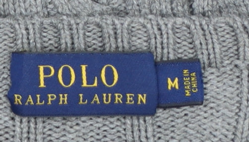 Polo Ralph Lauren Women Grey Cable-Knit Cotton Jumper M