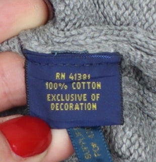 Polo Ralph Lauren Women Grey Cable-Knit Cotton Jumper M