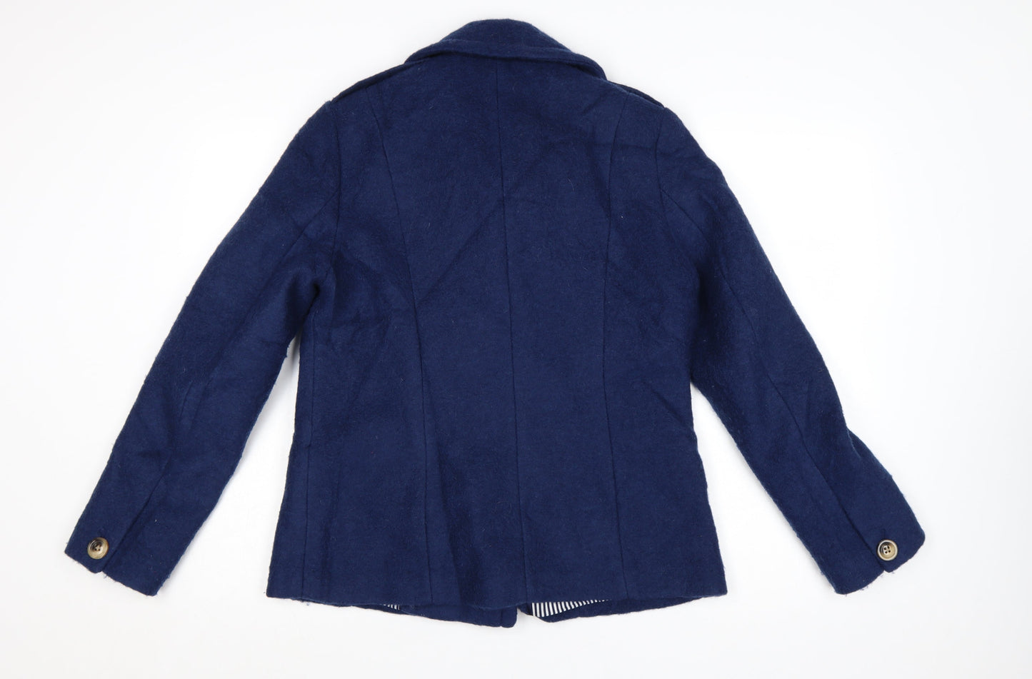 Marks and Spencer Women’s Blue Wool Pea Coat Size 12 Classic Style
