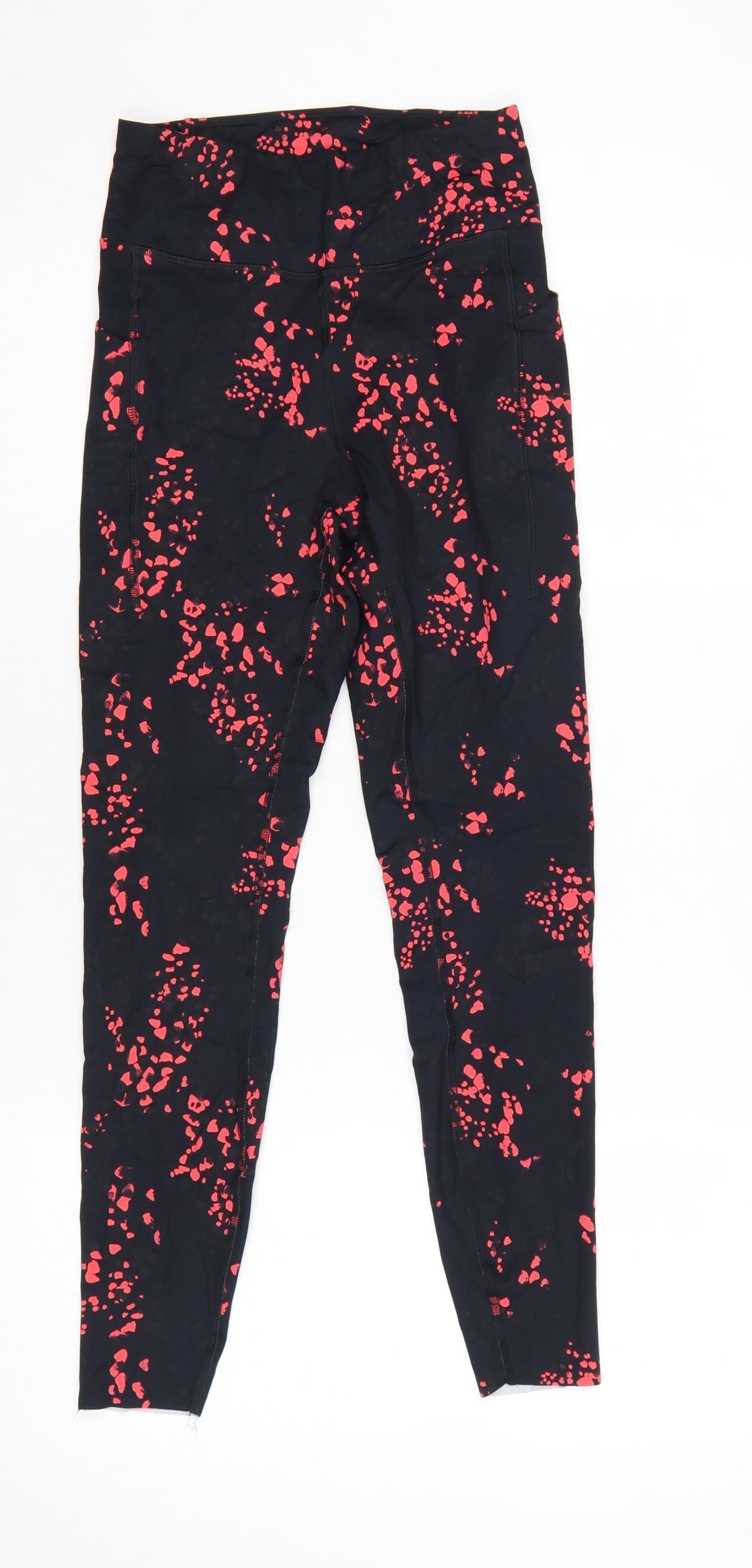 Marks and Spencer Good Move Women's Black Red Print Active Leggings Size 8