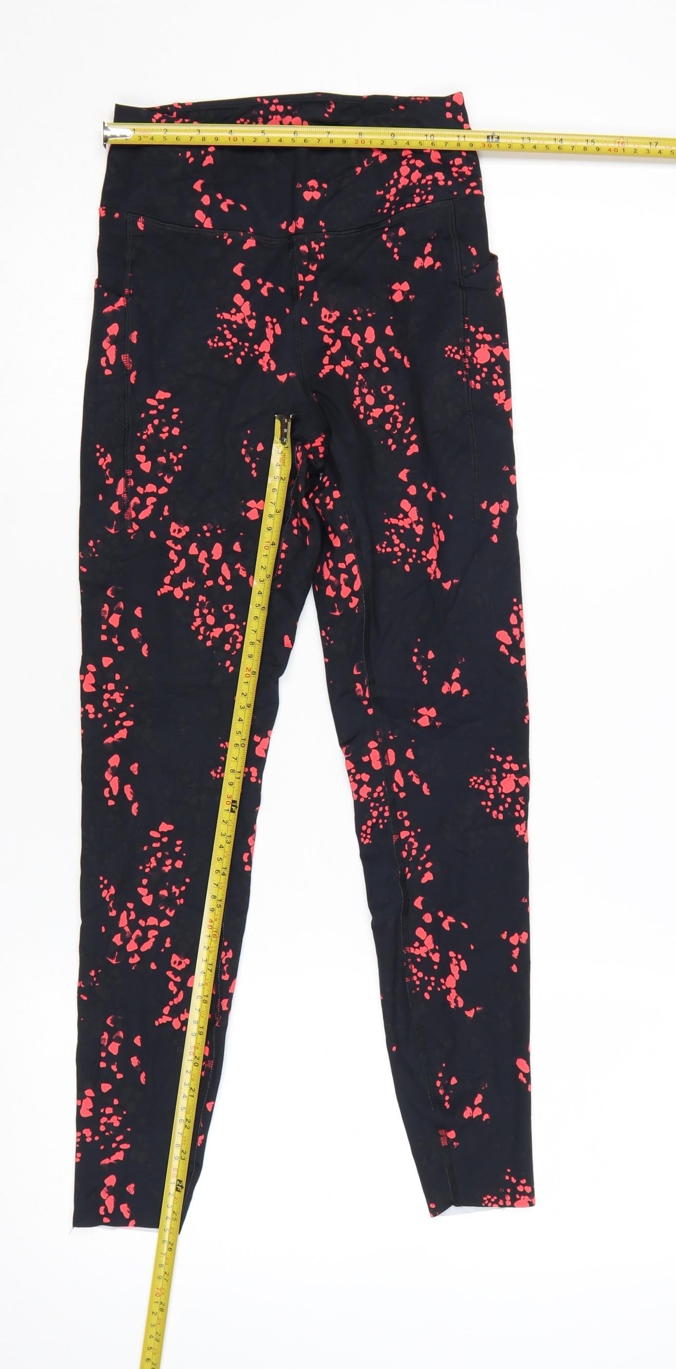 Marks and Spencer Good Move Women's Black Red Print Active Leggings Size 8