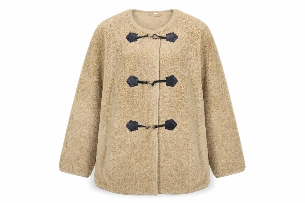 Marks and Spencer Women Beige Fleece Mid-Length Overcoat Size 14