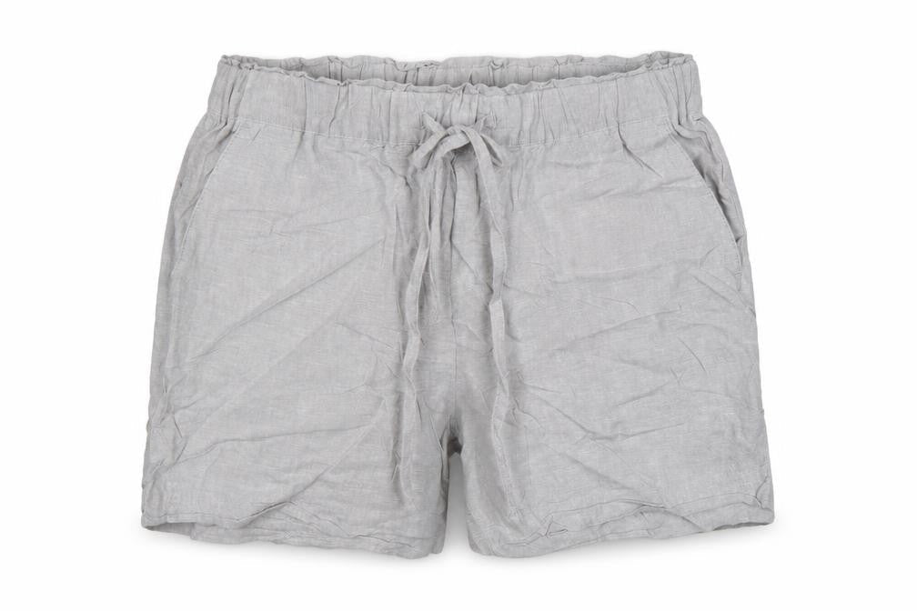 Dunnes Women Grey Linen Blend Drawstring Casual Shorts Size S