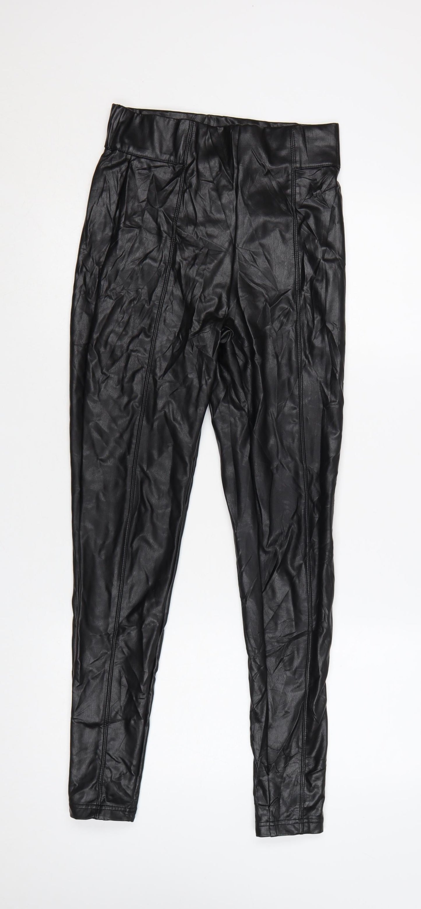 Marks and Spencer Women's Black Faux Leather High Rise Leggings Size 8