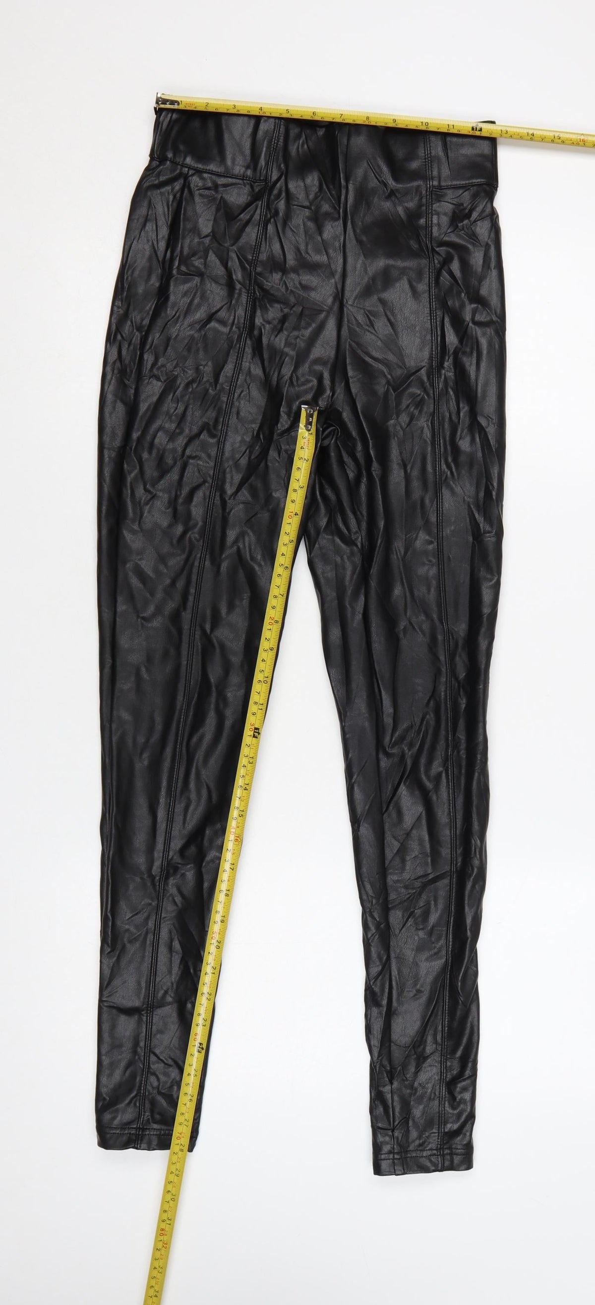 Marks & Spencer Women's Black Faux Leather High Rise Leggings Size 8