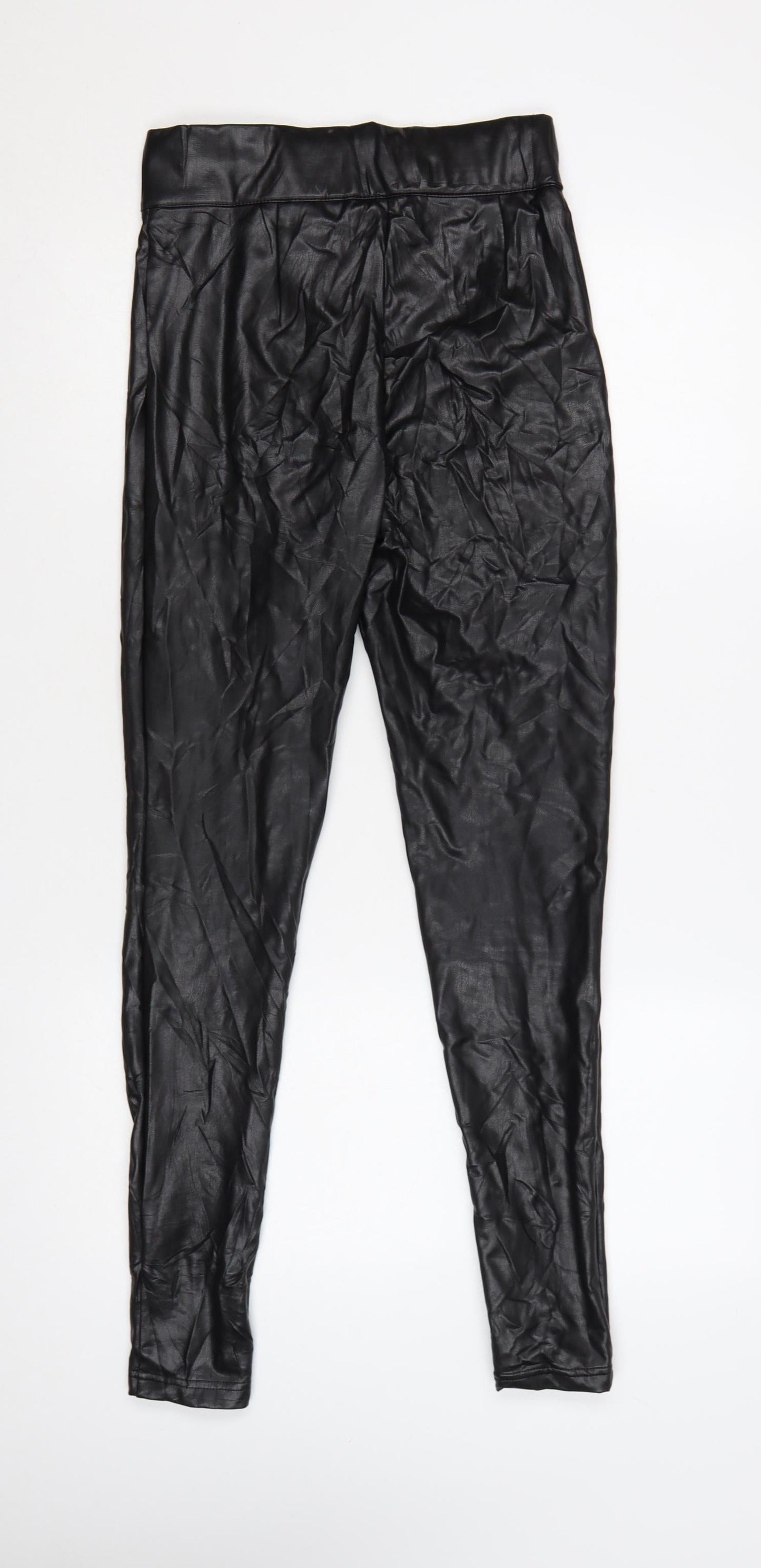 Marks and Spencer Women's Black Faux Leather High Rise Leggings Size 8