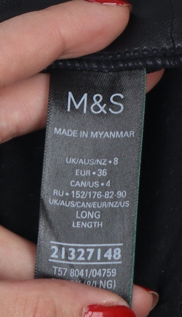 Marks and Spencer Women's Black Faux Leather High Rise Leggings Size 8