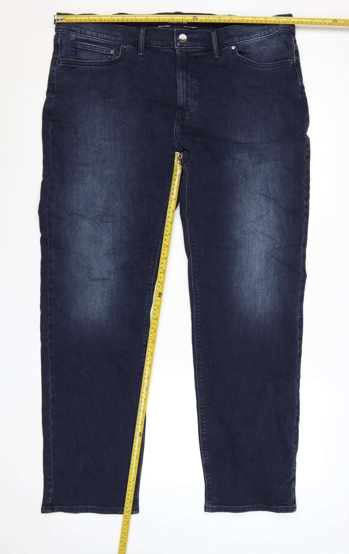 Marks and Spencer Men's Blue Straight Fit Jeans 40L Cotton Denim