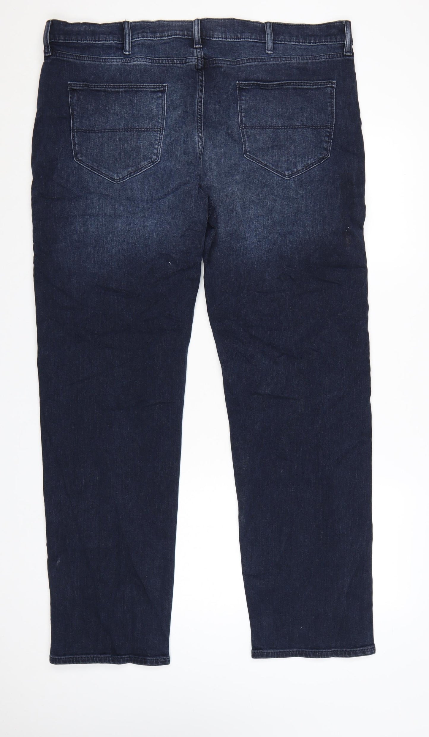 Marks and Spencer Men's Blue Straight Fit Jeans 40L Cotton Denim