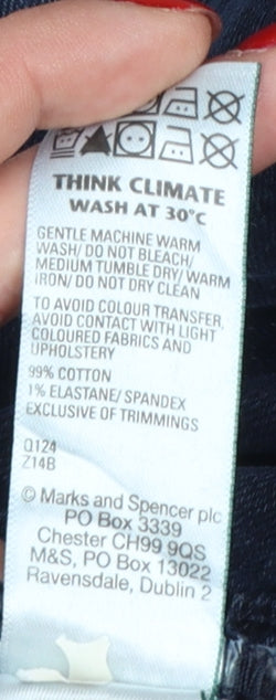 Marks and Spencer Men's Blue Straight Fit Jeans 40L Cotton Denim
