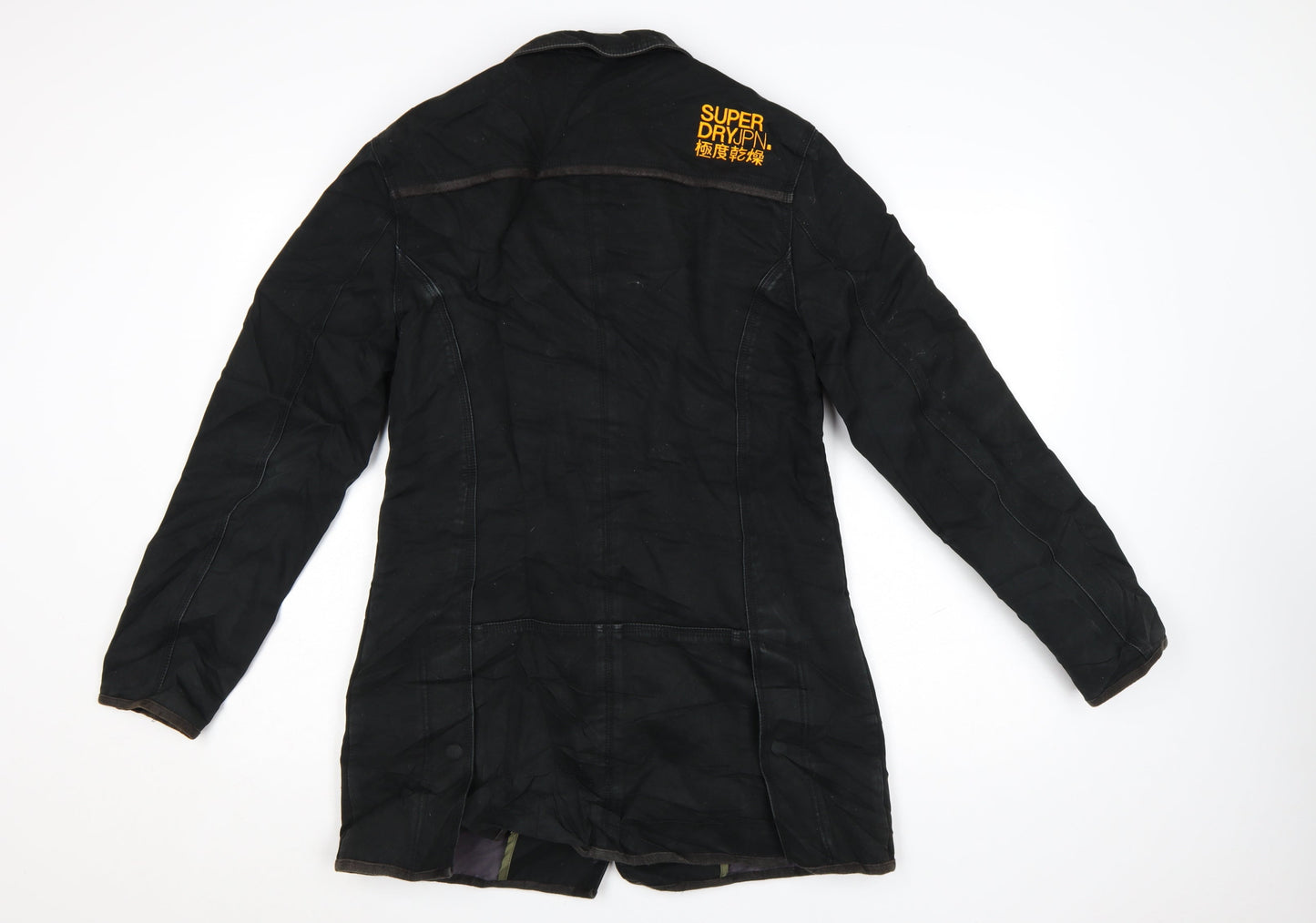 Superdry Men’s Black Medium Trench Coat Cotton Lined Jacket