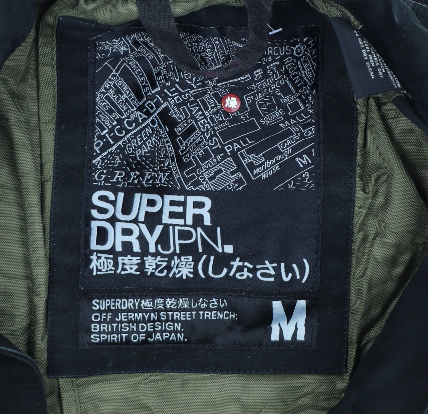 Superdry Men’s Black Medium Trench Coat Cotton Lined Jacket