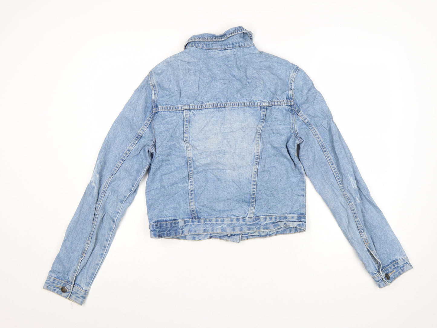 Cotton On Womens Blue Denim Cropped Jacket Size 12 Classic Casual