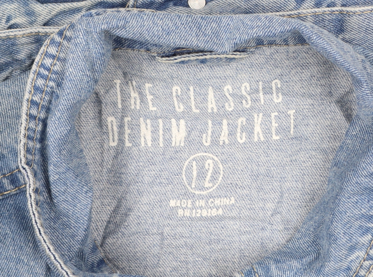 Cotton On Womens Blue Denim Cropped Jacket Size 12 Classic Casual