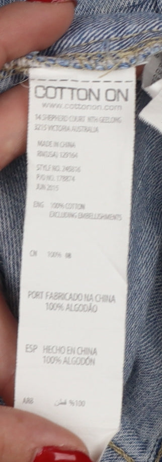 Cotton On Womens Blue Denim Cropped Jacket Size 12 Classic Casual