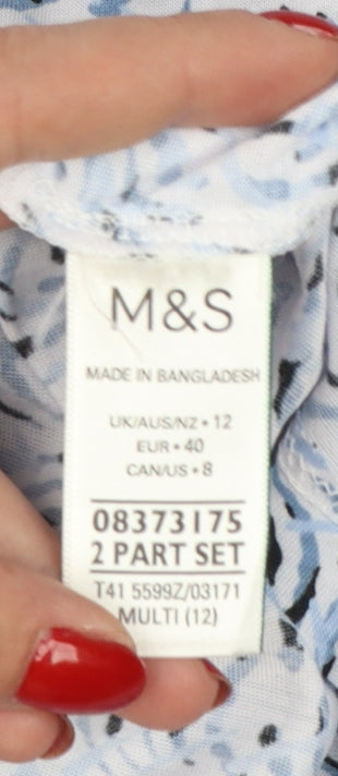 Marks and Spencer Womens Multicoloured Size 12 Short Sleeve Basic T-Shirt