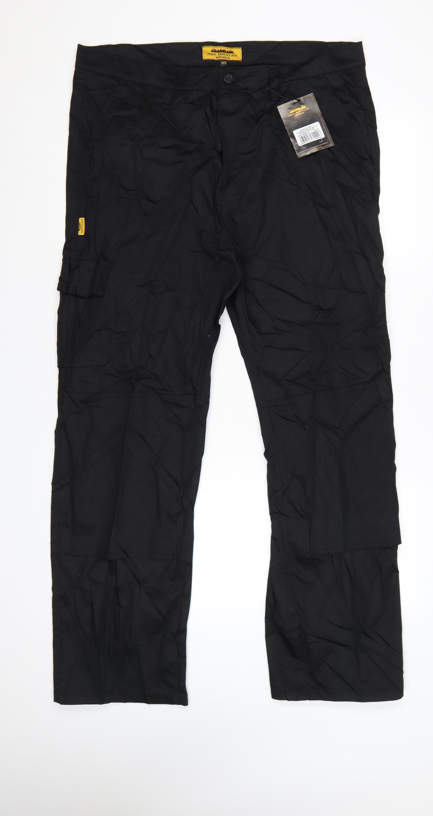 Iron Mountain Workwear Black Mens 38R Cargo Trousers Polyester Cotton